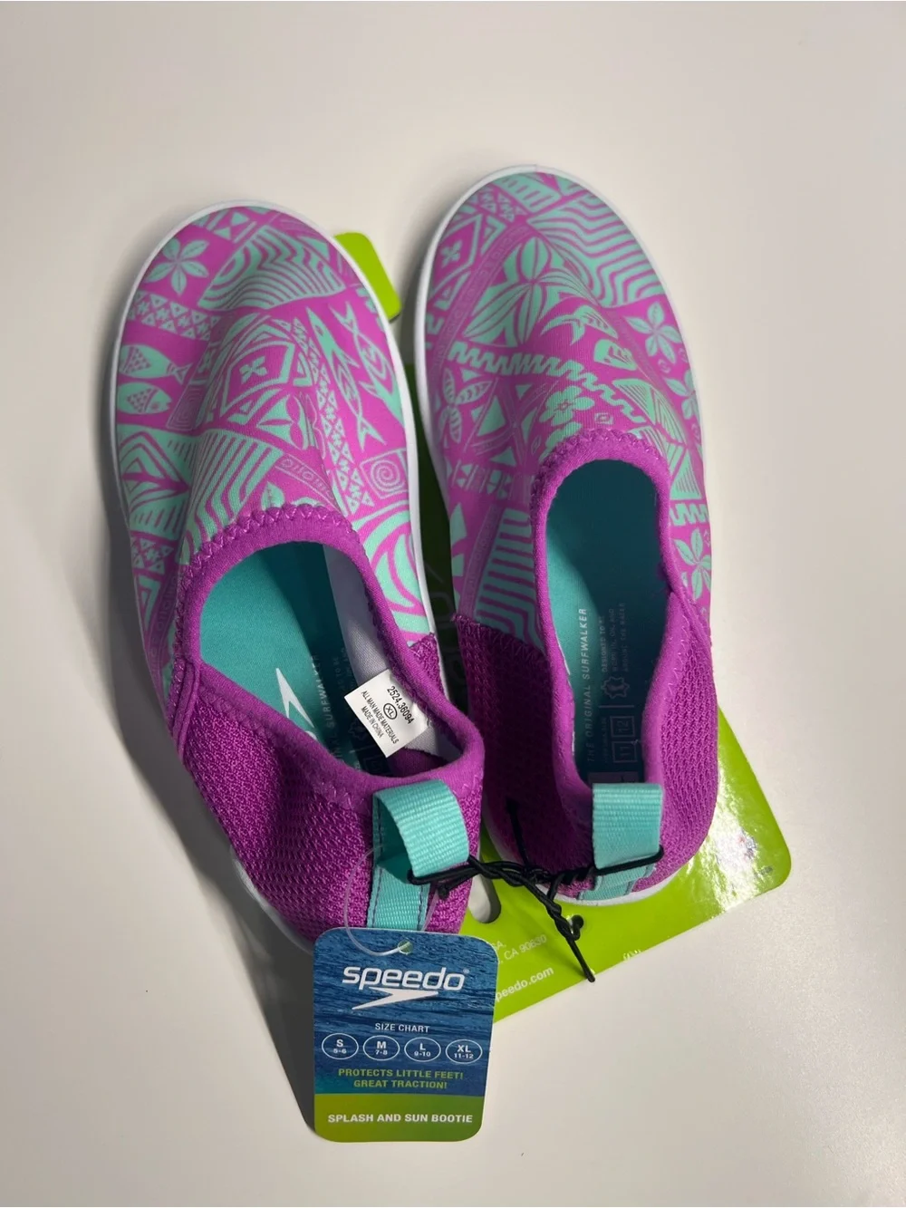 Speedo Kids Surfwalker Water Shoes Purple Teal XL Size 11/12 Splash Sun Bootie